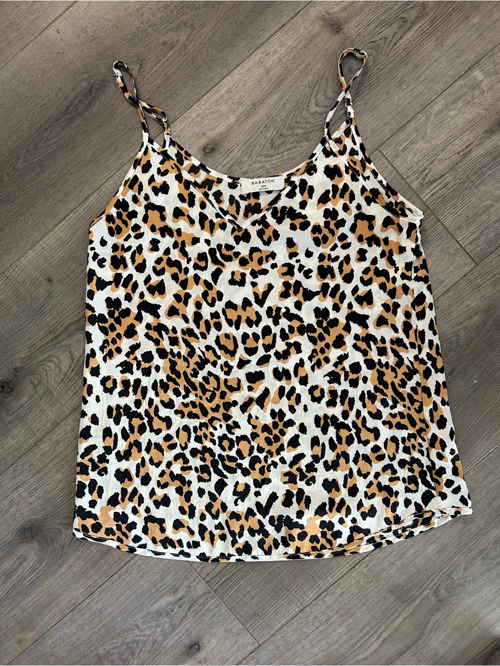 Babaton Leopard-Print Silk Cami in White, Tan & Black